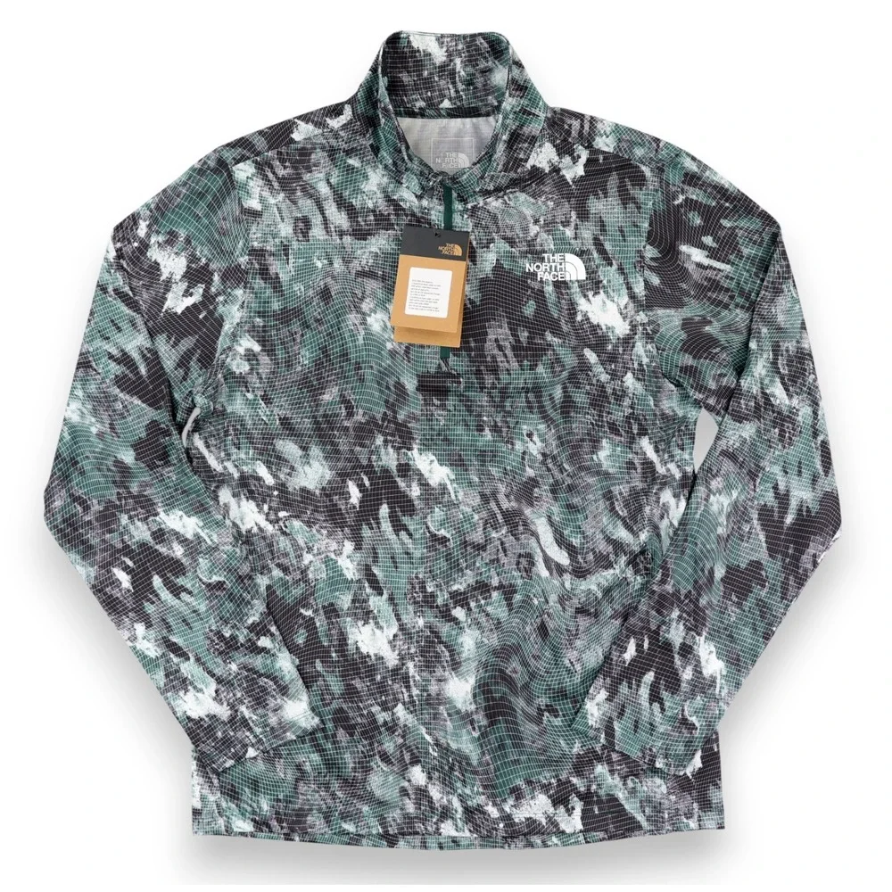 The North Face‎ 24/7 1/4 Zip Tee Pullover Mens Medium Green Camo Lightweight NWT